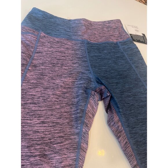 Womens Heathered Pink & Gray Colorblock High-Waisted Athletic Leggings - Picture 2 of 8